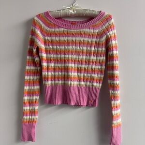 Aeropostale Pink and Orange Striped Sweater